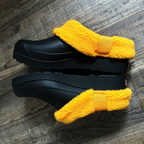 Hunter PLAY SHERPA INSULATED CLOG Black Nomad Orange New Women's Shoes Size 7 - Picture 7 of 10
